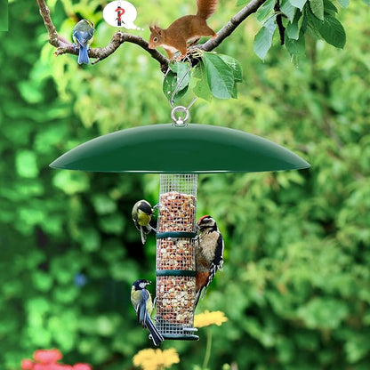 13" Bird Feeder Rain Cover,Bird Feeder Dome,Hummingbird Feeder Squirrel Guard, Proof Bird Feeders Baffle,Smart Birds Feeder's Umbrella(Green), 1 Pack