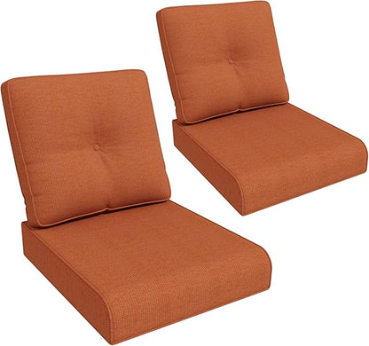 Outdoor Chair Cushions Set for Patio Furniture, 22x25/22x24 Inch, Waterproof & Fade Resistant Patio Chair Cushions, Thick Patio Furniture Cushion for Chair, Sofa, and Couch (Orange, 2 Set)
