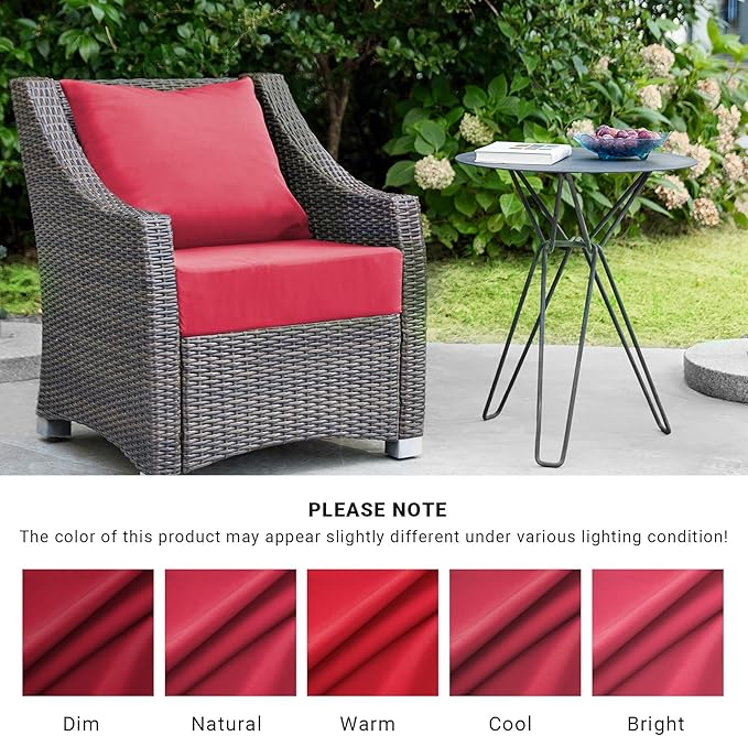 Outdoor Cushions for Patio Furniture,Outdoor Seat Cushion Set 24 x 24 x 4 Inch,Waterproof & Fade Resistant Outdoor Chair Cushions,Deep Patio Chair Cushion with Removable Cover,Burgundy