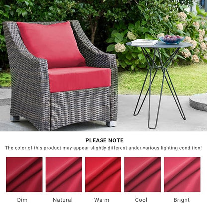 Outdoor Cushions for Patio Furniture,Outdoor Seat Cushion Set 24 x 24 x 4 Inch,Waterproof & Fade Resistant Outdoor Chair Cushions,Deep Patio Chair Cushion with Removable Cover,Burgundy