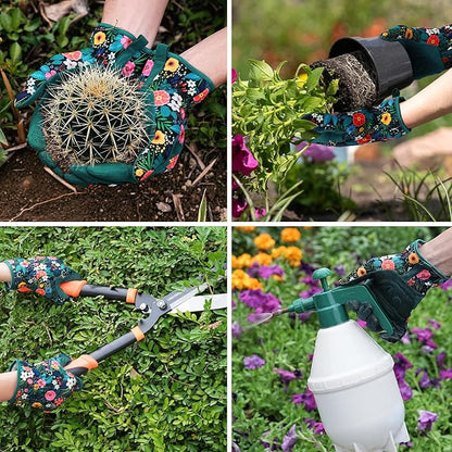 Trifabricy Gardening Gloves for Women, Breathable Leather Garden Gloves with Grip, Thorn-Proof Puncture-Resistant Work Gloves