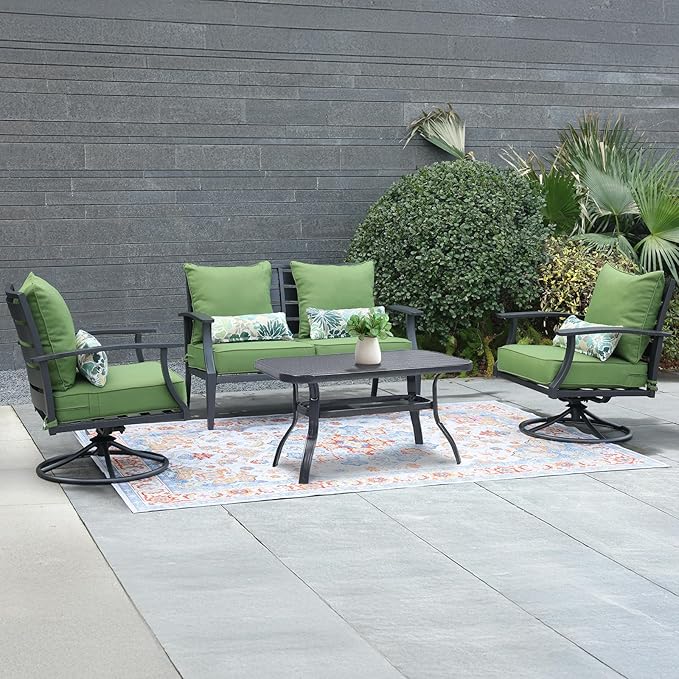 Aoodor Outdoor Chair Cushion, 22 x 24 Inch Water-Resistant, Fade-Resistant Olefin Frbric Patio Seat Cushions with Removable Cover and Adjustable Straps for Outdoor Furniture, Set of 2, Green