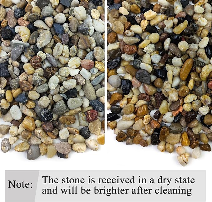 FANTIAN 2 lbs Aquarium Gravel, 2/5 inch Pea Gravel for Fish Tank, Decorative Pebbles River Rocks for Plants Succulent Vase Indoor Water Fountains and Outdoor Landscaping
