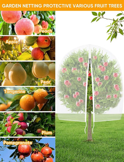 VITI Fruit Tree Netting for Cicadas - with 4Pcs 5Ftx5Ft Zipper&Drawstring Protection for Your Fruit Trees Garden Bird Netting Covers Blueberry Bush Tomato Bug Plant Protection Cherry Apple Tree