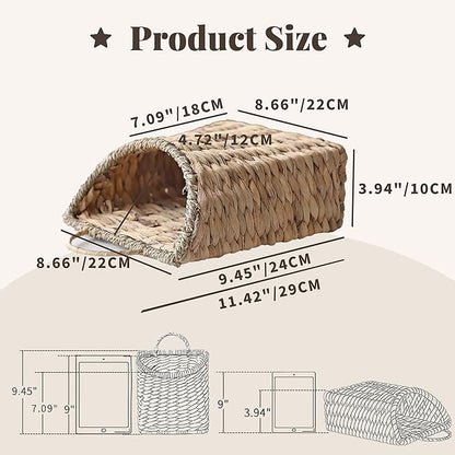 GYASVWU Woven Hanging Basket Water Hyacinth Hanging Wall Basket Wicker Handmade Baskets for Garden Farmhouse Home (Seagrass mouth)