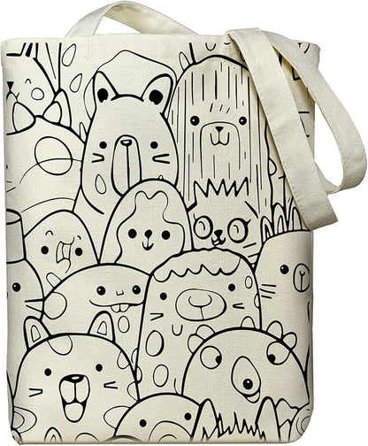 itgowisa Canvas Tote Bag for Women, Tote Bag with Zipper Inner Pocket, Zippered Canvas Bag for Shopping Work Grocery Everyday