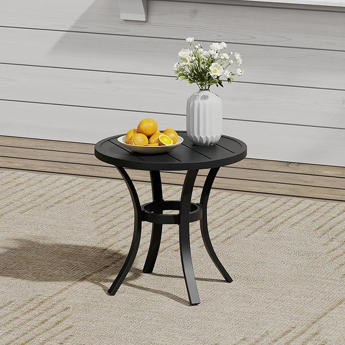 VICLLAX 3 Pieces Small Outdoor Furniture, 2 Patio Swivel Chairs and Small Round Outdoor Table for 2, Blue Chairs & Black