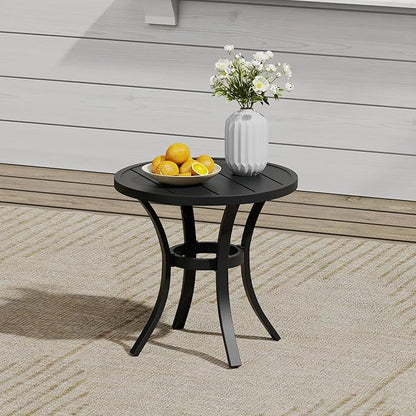 VICLLAX 3 Pieces Small Outdoor Furniture, 2 Patio Swivel Chairs and Small Round Outdoor Table for 2, Dark Charcoal Chairs & Black