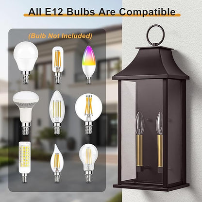 Oil Rubbed Bronze Dusk to Dawn Outdoor Wall Light, 20.6" Large Outside Wall Sconce Light 2-Light, Modern Exterior Wall Lantern with Glass, Waterproof Outdoor Porch Light for House, Porch