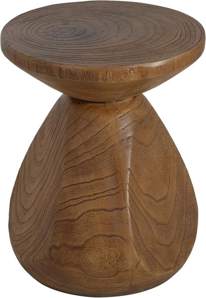 Christopher Knight Home Yone MGO Outdoor Side Table with Wood Grain Finish, Lightweight Concrete Accent Table for Indoor/Outdoor Usage, Small End Table with Waterdrop-Shaped Base, No Assembly, Wood