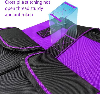Garden Tools Bag 16 inch Wide Mouth Tool Bag with Molded Base Tool Tote for Women, Heavy Duty,600D polyester fabric (Purple color)
