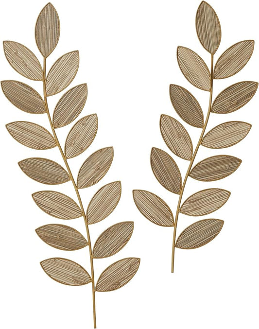 Deco 79 Metal Leaf Home Wall Decor Wall Sculpture, Set of 2 Wall Art 36", 30"H, Brown
