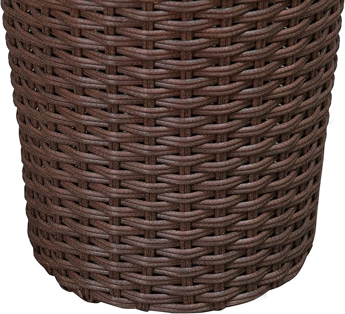Balkene Home Noah Round Wicker Planter Tall Planter Decor Box for Adaptable Outdoor Furnishings All Weather Versatile Perfect Patio Herb Garden Living Space - 2 Piece Set - Mocha