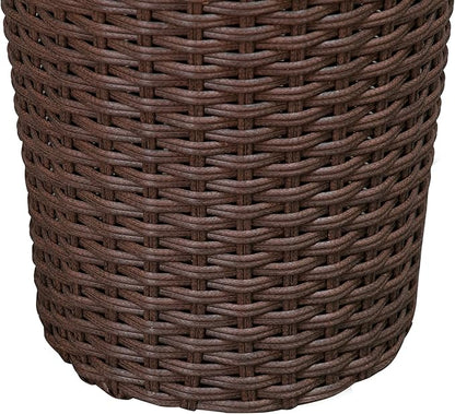 Balkene Home Noah Round Wicker Planter Tall Planter Decor Box for Adaptable Outdoor Furnishings All Weather Versatile Perfect Patio Herb Garden Living Space - 2 Piece Set - Mocha