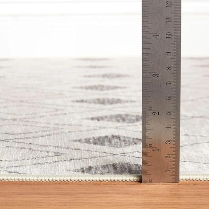 Dash & Albert Chandler Ivory Machine Washable Rug, 3 X 5 Feet, Ivory Geometric Pattern