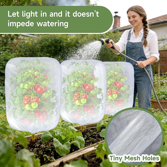 Bird Netting for Blueberry Bushes, 3 Pack 3.2 X 2.6 Ft Cicada Netting for Fruit Trees, Blueberry Bush Netting Cover, Protective Garden Plant Covers for Tomatoes, Flowers, Vegetables