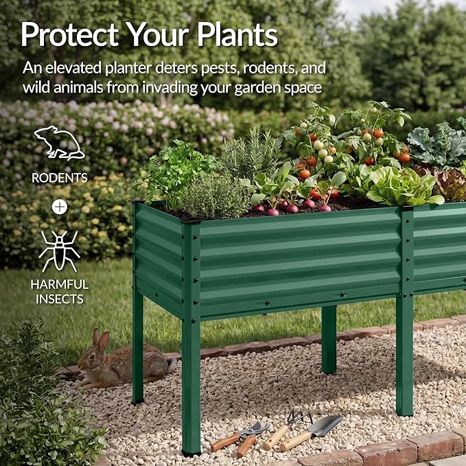 Best Choice Products 72x24x30in Non Toxic Galvanized Raised Garden Bed, Metal Elevated Planter Box, Vegetable Garden, 100% Non Toxic Materials - Dark Green