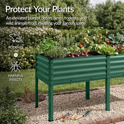 Best Choice Products 72x24x30in Non Toxic Galvanized Raised Garden Bed, Metal Elevated Planter Box, Vegetable Garden, 100% Non Toxic Materials - Dark Green