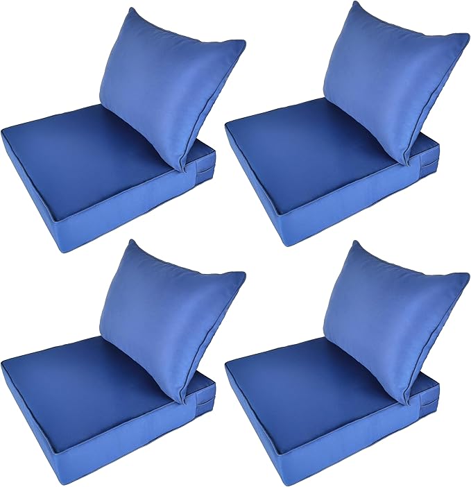 Outdoor Patio Furniture Replacement Cushions,25X25X5 Inch Deep Seat Chair Seat Back Cushion Set,All Weather Breathable Sectional Cushions for Patio Furniture Couch Loveseat,Navy Blue 4PCS