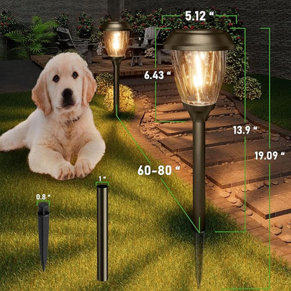 XMCOSY+ Solar Pathway Lights Outdoor, 6 Pack Decorative Bubble Glass Garden Lights, 10/25 LM Brightness Warm White Glow, Auto On/Off Waterproof Landscape Lighting for Yard Walkway Driveway Lawn Patio
