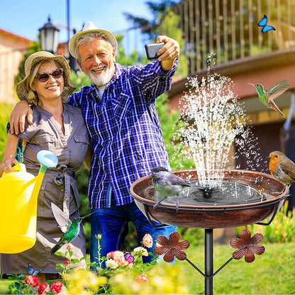 Metal Bird Bath for Outside, Freestanding Birdbaths Bowl Outdoor with Iron Stake, Vintage Spa Birdfeeder Feeder Bowl for Garden Patio Yard Lawn Decor, Easy to Clean