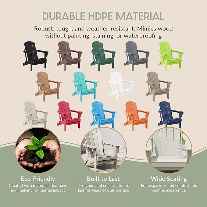 WestinTrends Malibu 2 Piece Set Outdoor Folding Poly Adirondack Chair, Sand