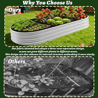 Thick 47x24x12 Inch Oval Fabric Raised Garden Bed Liner, Extra Strong Planter Liner for Wooden Metal Frames, Heavy Duty Aeration Cloth Grow Bag for Vegetables, Outdoor Patio Use