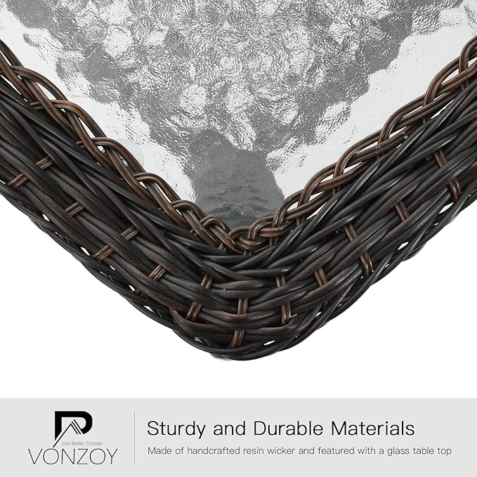 3 Pieces Patio Furniture Set, Outdoor Swivel Glider Rocker, Wicker Patio Bistro Set with Rocking Chair, Thickened Cushions and Table for Porch (Red)