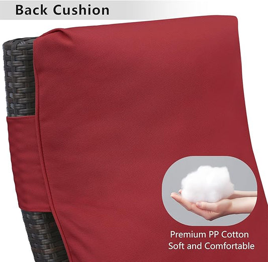 ATR ART TO REAL Outdoor Recliner Replacement Cushion, High Back Chair Cushions Patio Wicker Reclinning Chairs Seat Pad, Removable Cover, Waterproof, UV Resistant (Style B, Red)
