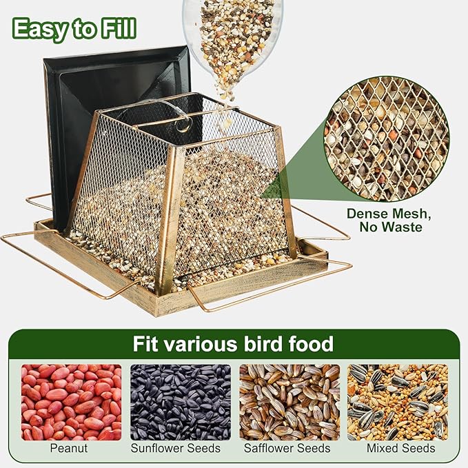 Large Bird Feeders for Outdoors, Gazebo Style Metal Bird Feeder, Cardinal Birdfeeders Outside Hanging for Garden Patio Birds Watching Decor