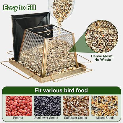 Large Bird Feeders for Outdoors, Gazebo Style Metal Bird Feeder, Cardinal Birdfeeders Outside Hanging for Garden Patio Birds Watching Decor
