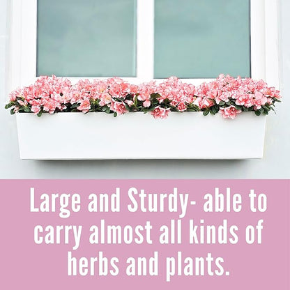 LaLaGreen Hanging Planter Boxes Outdoor (40 Inch, 2 Pack) Extra Large Window Flower Box with Bracket, White Rectangular Self Watering System Vertical Plant Container Wall Mount Indoor Succulents Herbs