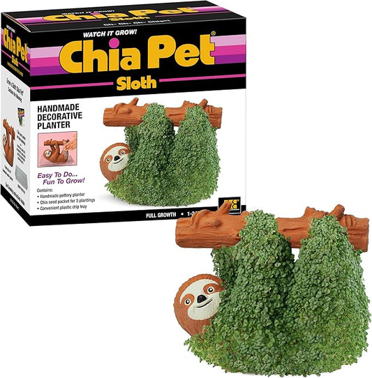 Chia Pet Sloth with Seed Pack, Decorative Pottery Planter, Easy to Do and Fun to Grow, Novelty Gift, Perfect for Any Occasion