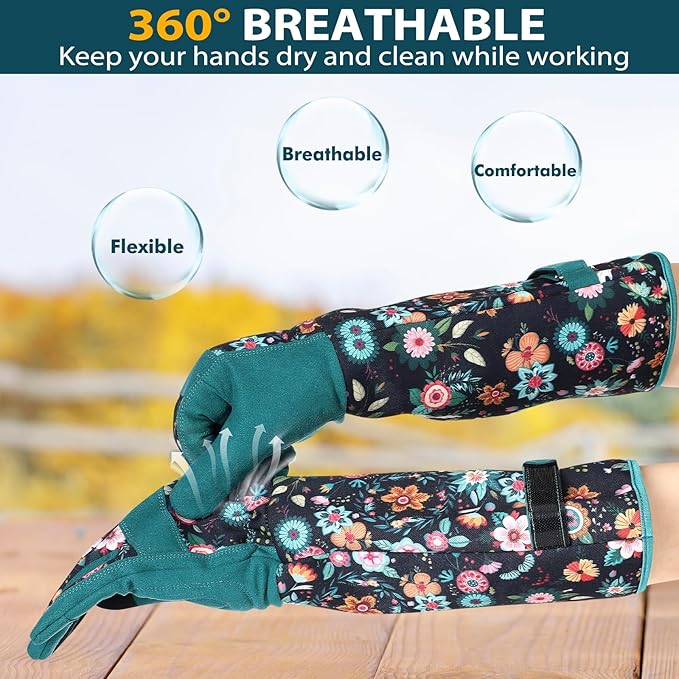 Trifabricy Gardening Gloves for Women - Long Garden Gloves with Grip Breathable, Thorn-Proof Puncture-Resistant Work Gloves