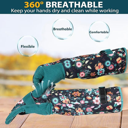Trifabricy Gardening Gloves for Women - Long Garden Gloves with Grip Breathable, Thorn-Proof Puncture-Resistant Work Gloves