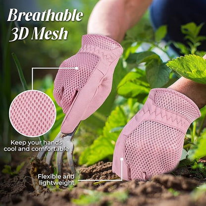 HANDLANDY Women Safety Work Gloves Utility Touch Screen Working Grip Glove for Yardwork Gardening Breathable Mechanic Gloves