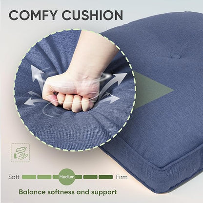 Outdoor Chair Cushion Set, 25 x 22 Deep Seat Cushion, Patio Chair Cushions for Outdoor, Include 1 Seat Cushion and 1 Back Cushion, Blue