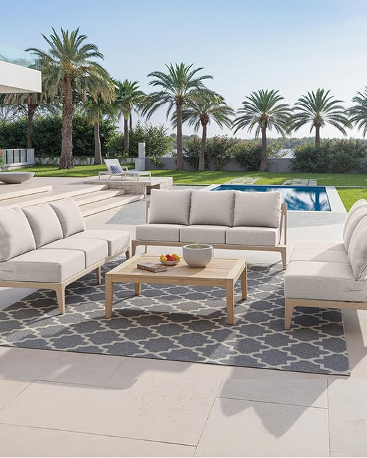 Luxury 24x24x6 Inch Outdoor Chair Cushions - Water&UV&Fade Resistant 1 Set Zippered Patio Back&Seat Cushion for Rattan Dining Rocking Swivel Chairs Loveseat Couch Sectional Sofa - Beige