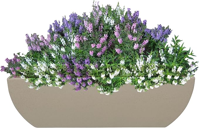 31.5" Wide Planter | Eco-Friendly Large Planter for Indoor or Outdoor Deck/Porch | Durable All-Weather Use Modern Pot for Shrubs, Flowers, Plants - Sand Granite