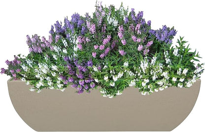 31.5" Wide Planter | Eco-Friendly Large Planter for Indoor or Outdoor Deck/Porch | Durable All-Weather Use Modern Pot for Shrubs, Flowers, Plants - Sand Granite