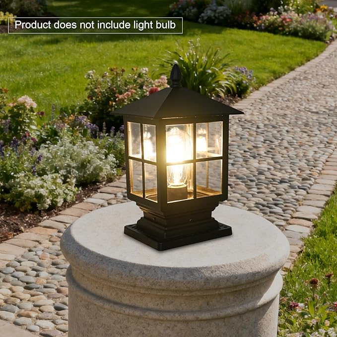 Outdoor Post Light, Modern Exterior Pillar Lantern, Dusk to Dawn Outdoor Lighting, Exterior Post Lantern Lamps for Garden Backyard Patio Lawn Driveway Porch