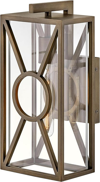 Hinkley Brixton Medium Wall Mount Outdoor Lantern - Rust & Corrosion Resistant, Clear Mitered Glass, Composite - Burnished Bronze Finish