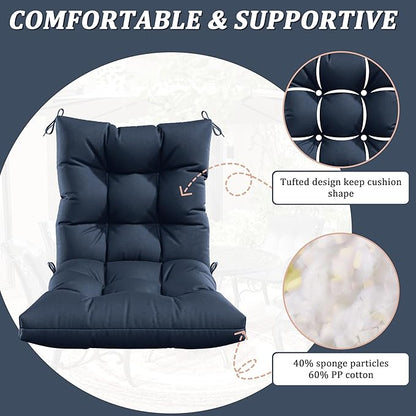 Patio Seat&Back Chair Cushions for Outdoor Furniture，Comfortable Cushions for Rocking/Dining/Lawn Chair-Set of 2