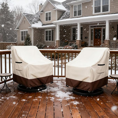 Waterproof 2 Pack Outdoor Swivel Chair Cover for Patio Chair Size Up to 33" W x 35" D x 36" H inch,Outdoor Lawn Patio Furniture Covers (Beige)