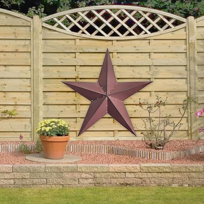 JoyEvy 48" Large Barn Star-Red Black Barn Stars Outdoor Decoration-Metal Star for Outside Texas Stars Art Rustic Vintage Western Country Home Farmhouse Primitive House Decor- Primitive Wall Décor
