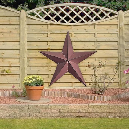 JoyEvy 48" Large Barn Star-Red Black Barn Stars Outdoor Decoration-Metal Star for Outside Texas Stars Art Rustic Vintage Western Country Home Farmhouse Primitive House Decor- Primitive Wall Décor