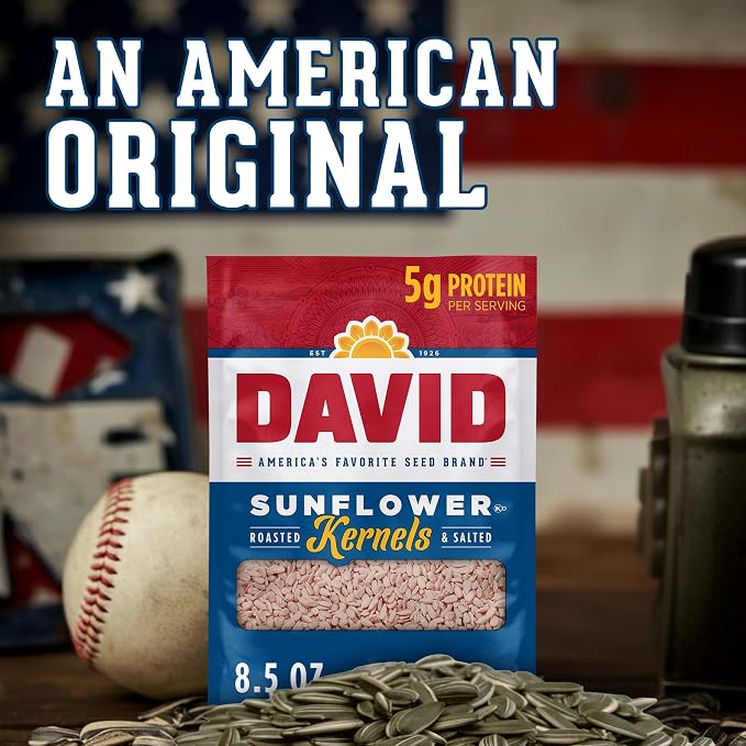 DAVID Sunflower Kernels, Original Flavor, 8.5 oz. (Pack of 12)