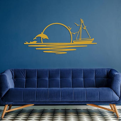 Sunrise Metal Wall Art, Sunset Metal Wall Decor for Living Room, Sunshine Line Art Home Decor Outdoor Indoor, Sun Design Modern Artwork for Walls, Abstract Sunset Wall Decor, Housewarming Gifts