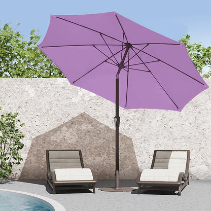 PatioKingdom 9FT Patio Outdoor Umbrella-UPF 50+ Sun Shade with Wind Vent, Push-Button Tilt & Smooth Crank Lift, Rust-Resistant Fiberglass Frame for Garden, Backyard,Yard (Taro Purple, 9FT)