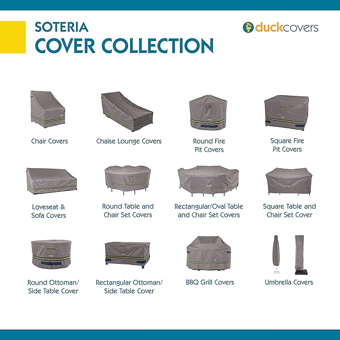 DUCKCOVERS Soteria Waterproof 127 Inch Rectangular/Oval Patio Table with Chairs Cover, Outdoor Table and Chair Cover